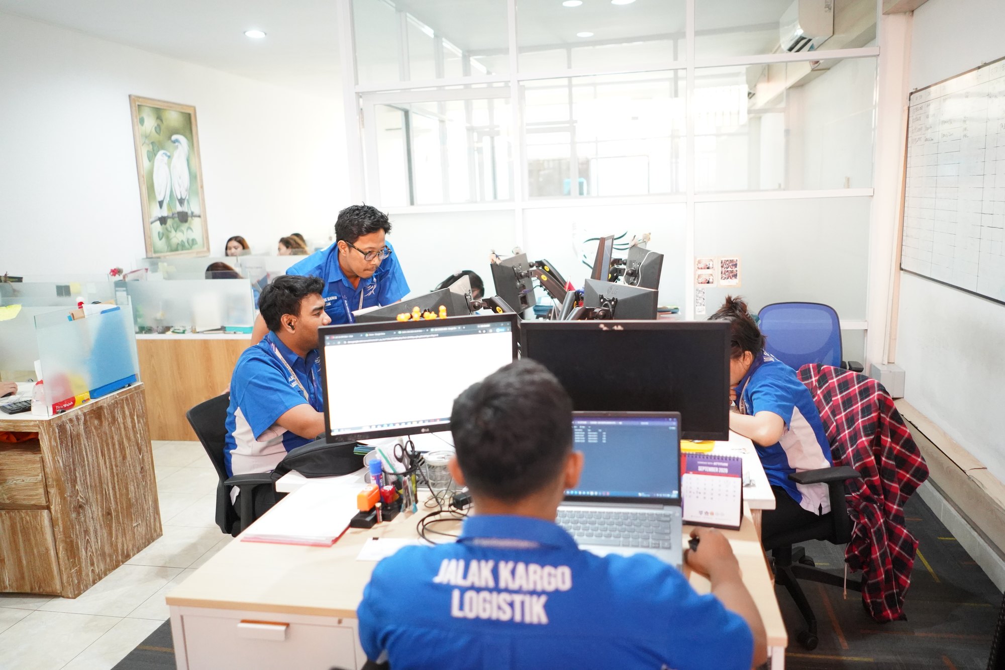 Preparing shipping documents at the Bali office